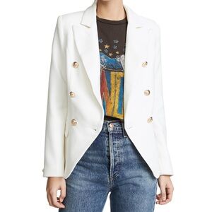 Lioness White Double-Breasted Women's Blazer Jacket, Size XS